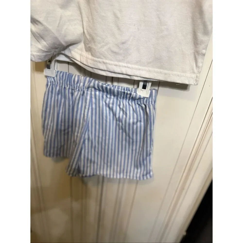 Garfield Girls 2-Piece T-Shirt and Striped Shorts Set Blue Cream Size 6